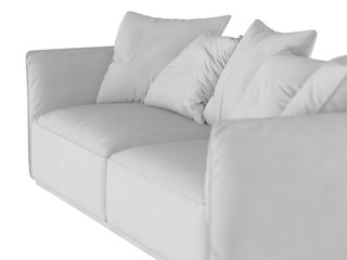 Gray soft sofa with cushions