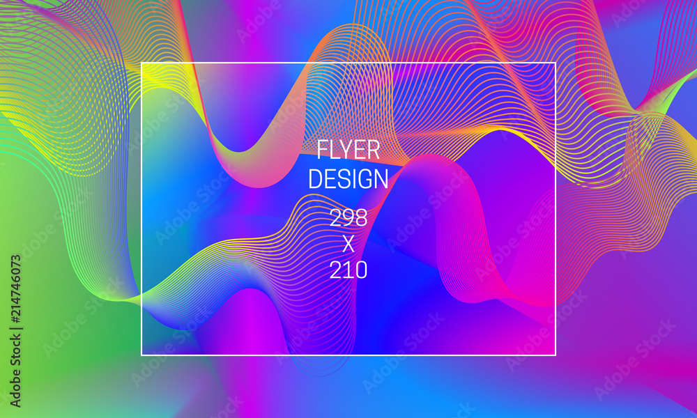 Poster vector vibrant background with iridescent guilloche elements. template for flyer backdrop generation