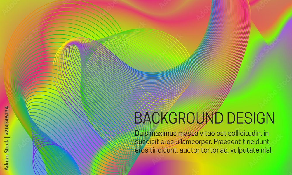 Aufkleber vector smooth iridescent background with chaotic swirling guilloche element.
