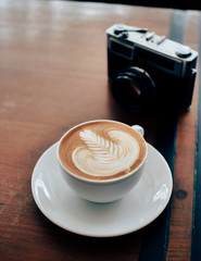 coffee latte art in coffee shop cafe