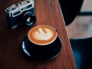 coffee latte art in coffee shop cafe