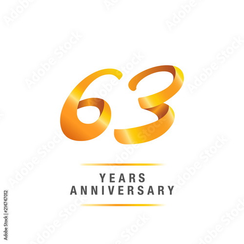 63 Years Golden Anniversary Celebration Logo Isolated On White