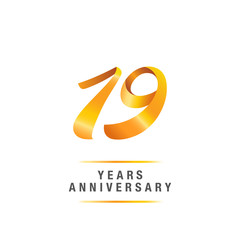 19 years golden anniversary celebration logo , isolated on white background