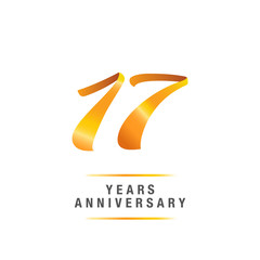 Fototapeta na wymiar 17 years golden anniversary celebration logo , isolated on white background