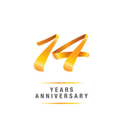 Fototapeta na wymiar 14 years golden anniversary celebration logo , isolated on white background