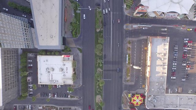 Las Vegas Strip 4k Aerial Footage facing straight down
