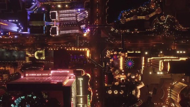 Las Vegas Strip 4k Aerial Footage facing straight down
