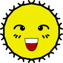 Grinning with smiling eye, yellow sun cartoon