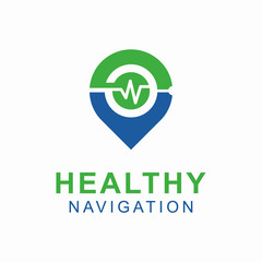 Healthy Navigation or Pulse Point Logo Vector Template