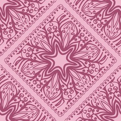 Design of a seamless ornament with Geometric Flower Pattern. Vector illustration. For Print Bandana, Shawl, Carpet