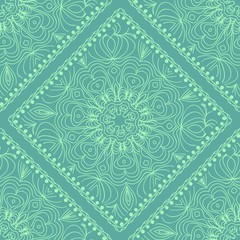 Mandala graphic background, square pattern with floral geometric ornament. vector illustration.