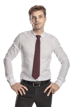 standing businessman on white