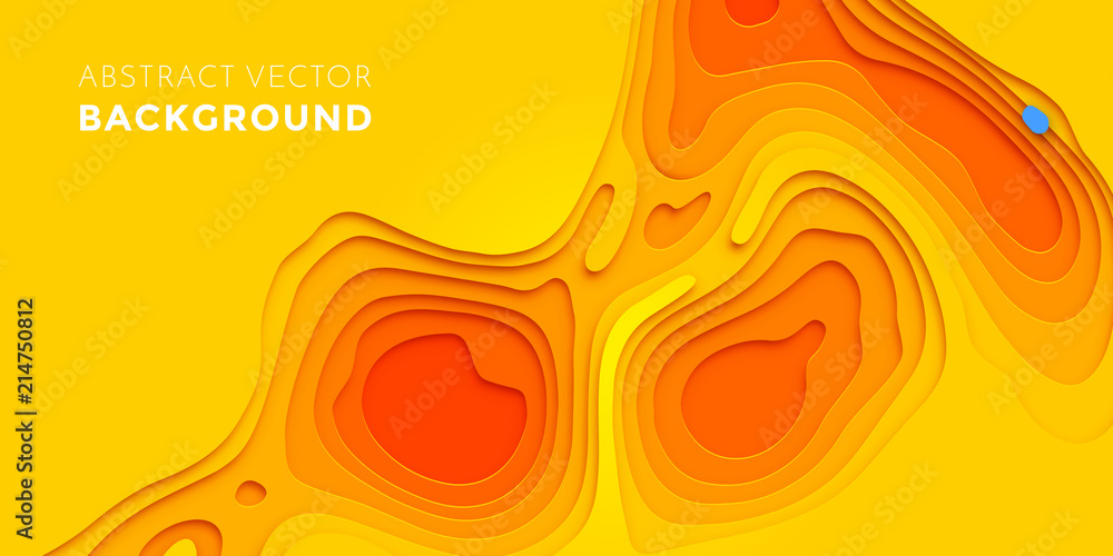 Aufkleber Abstract papercut and yellow orange color multi layer pattern on vector gradient background