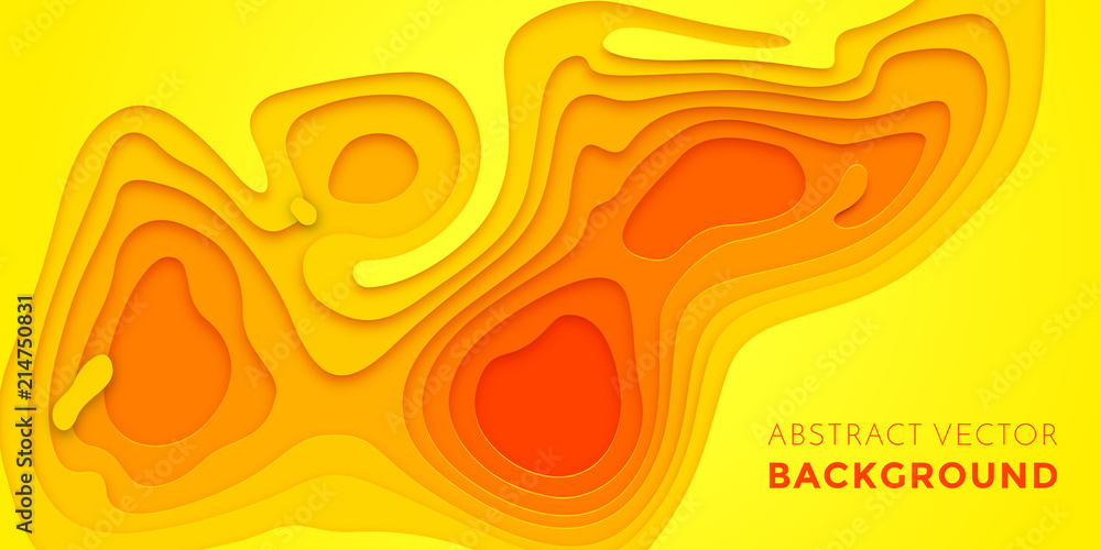 Aufkleber Abstract papercut and color multi layer gradient on vector yellow orange pattern background
