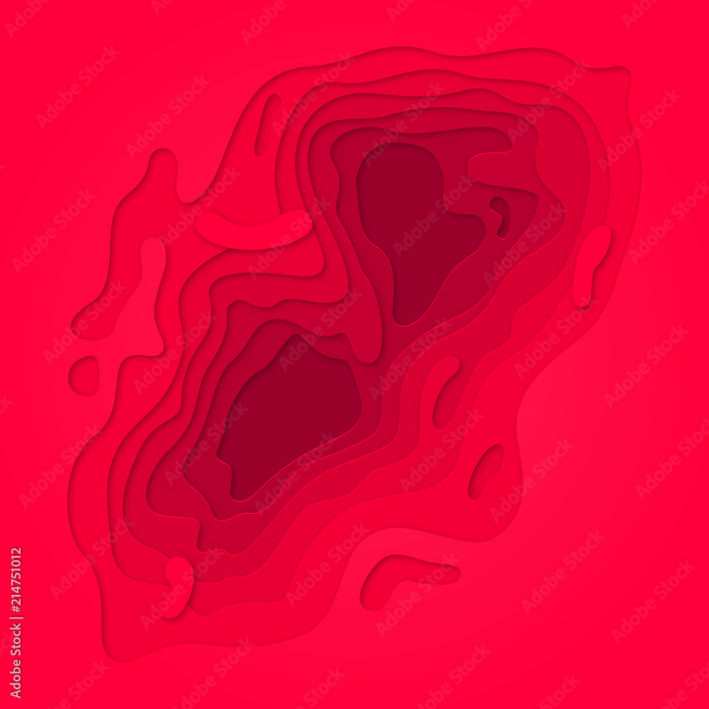 Aufkleber Red abstract papercut and color multi layer gradient on vector pink red and purple pattern background
