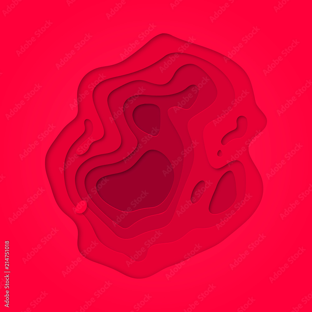 Poster Red Abstract papercut and purple or pink red color multi layer pattern on vector gradient background