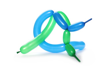 Colorful balloons in abstract shapes, isolated on white background