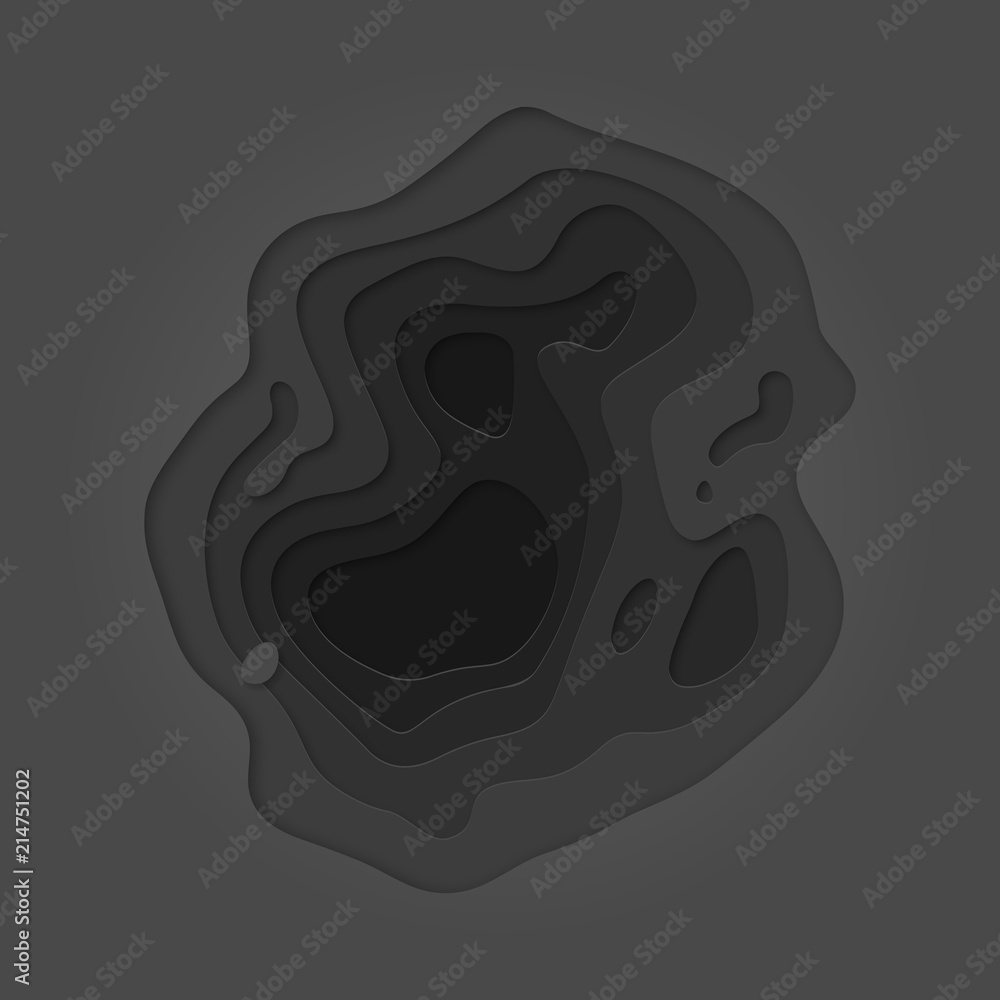 Aufkleber Black Abstract papercut and black color multi layer gradient on vector gray anthracite pattern background