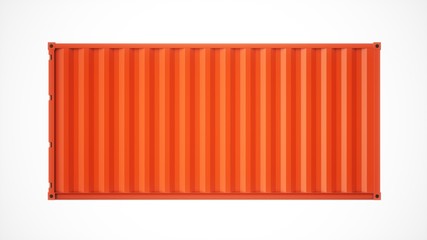 3D rendering Isolated orange cargo container on the white background