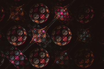 Abstract fractal colorful balls on black background