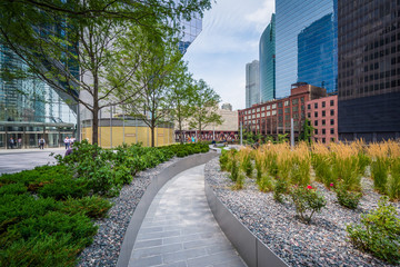 Walkway and modern buildings in Chicago, Illinois
