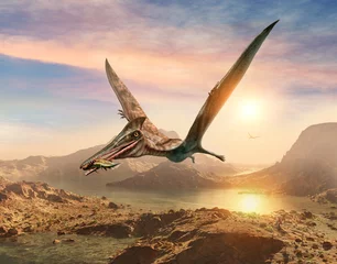 Tuinposter Pterosaur scene 3D illustration © warpaintcobra