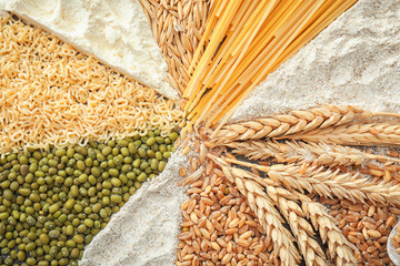 Composition with wheat flour, cereals and pasta