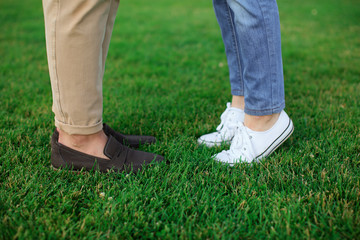 Young couple in park on summer day