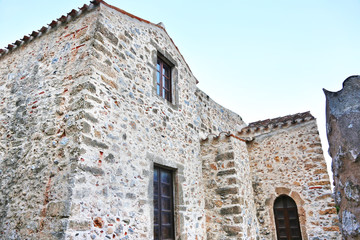Fototapeta na wymiar stone houses at the castle of Monemvasia Lakonia Peloponnese Greece