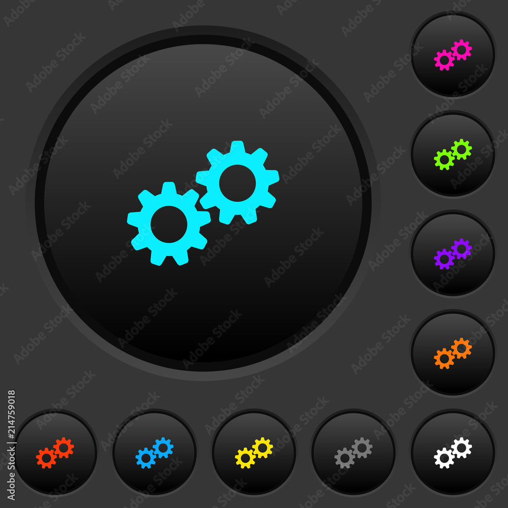 Poster collaboration dark push buttons with color icons