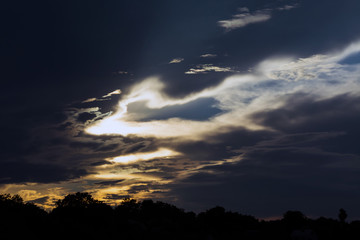 clouds in the sky at sunset, illuminated by the sun's rays
