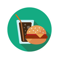 Burger and soda flat design long shadow color icon