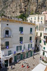 Fototapeta na wymiar ATRANI, ITALY - JUNE 03, 2012: the village of atrani, coast of amalfi, campania, italy, europe