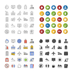 Airport service icons set