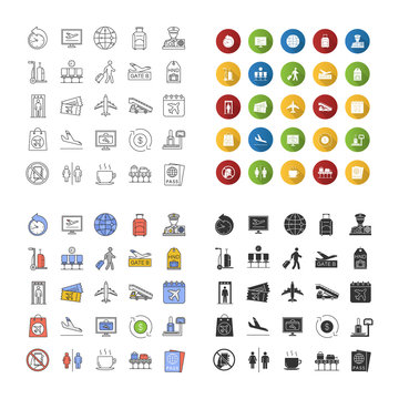 Airport service icons set