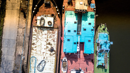 Boats in docks from above