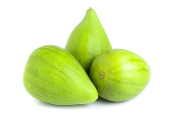 Ripe green fig fruit isolated on white background