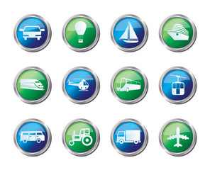 Transportation and travel icons over colored background - vector icon set