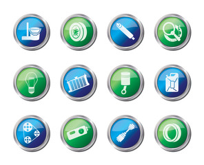 Car Parts and Services icons over colored background - Vector Icon Set 2