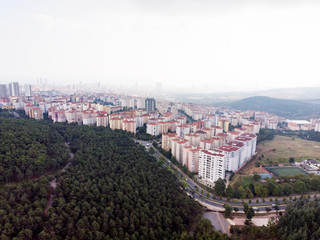 Aerial Drone View of Ugur Mumcu Aydos Forest in Istanbul / Kartal