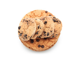 Sweet tasty cookies on white background