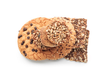 Sweet tasty cookies on white background