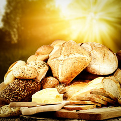 fresh bread and sunset time. 