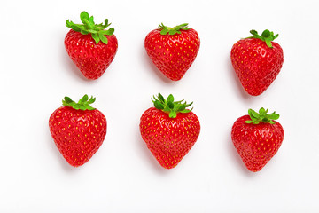 Strawberry. Fresh natural strawberry isolated on white background. Strawberry of different shapes