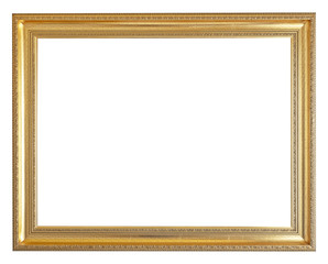 Golden ornated picture frame isolated