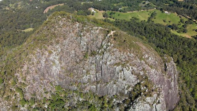 Aerial view of peak Mt Cooroora on Sunshine Coast, Australia