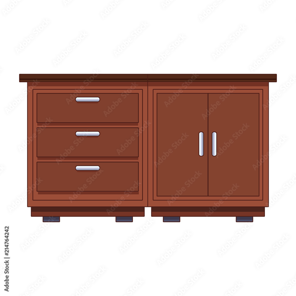 Wall mural kitchen wooden cabinet isolated vector illustration graphic design