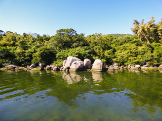 Fototapeta na wymiar A view of Lagoa da Conceicao at Barra da Lagoa - Florianopolis, Brazil