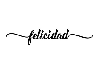 text in Spanish: Happiness. calligraphy vector illustration. Felicidad