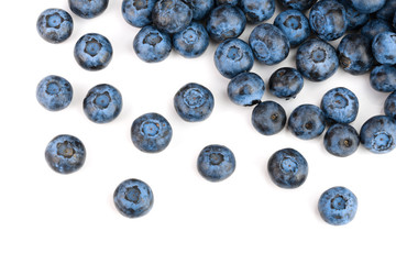 fresh ripe blueberry isolated on white background. Top view. Flat lay pattern